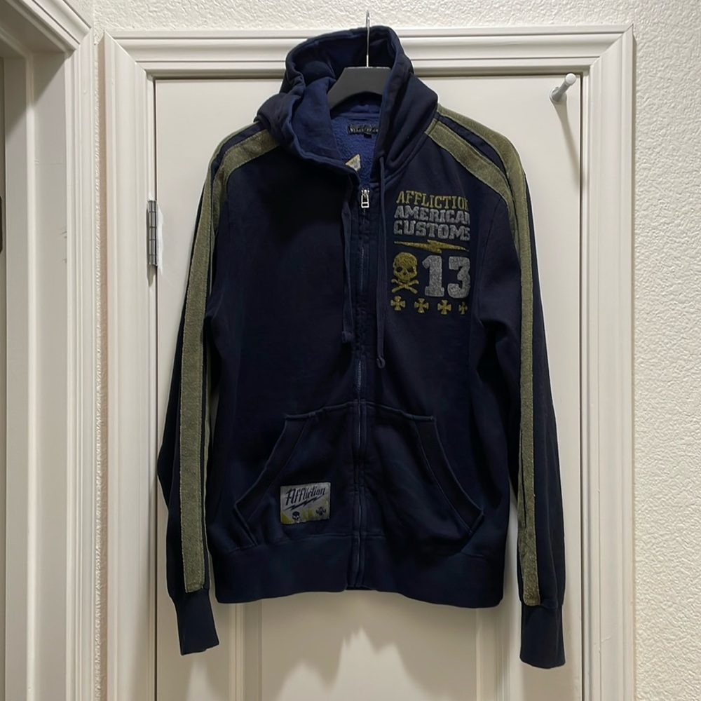 Men’s Black Premium Affliction Hoodie-size Large